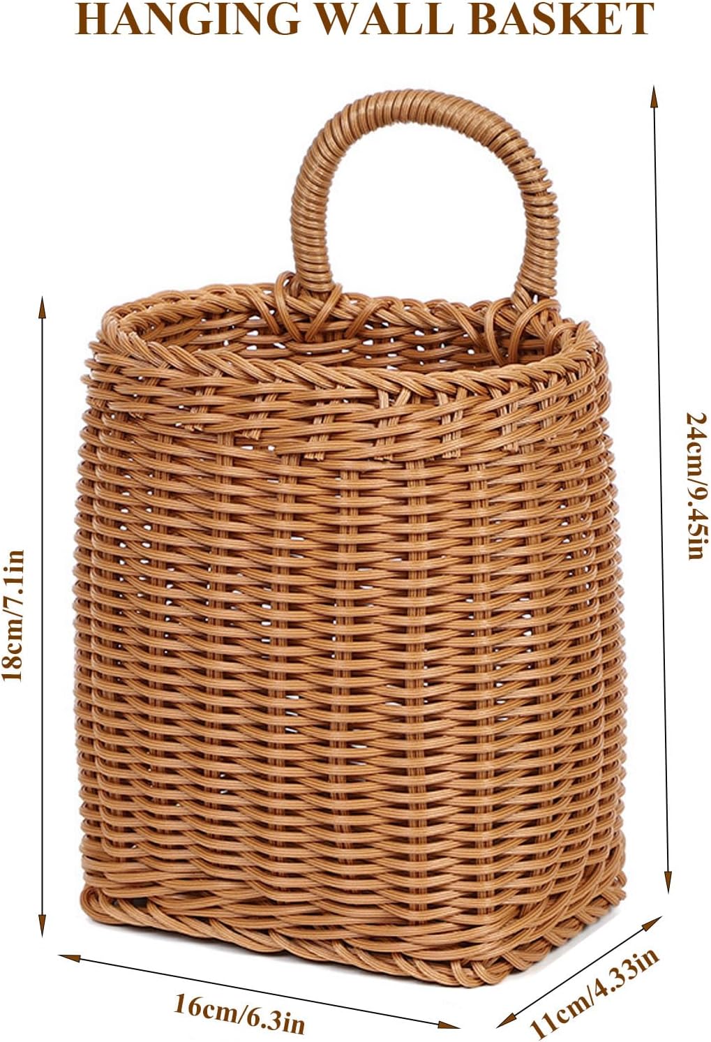 Wall Hanging Rattan-Style Storage Basket โ Handwoven Decorative Wicker Wall Organizer for Home, Kitchen, Bathroom & Entryway