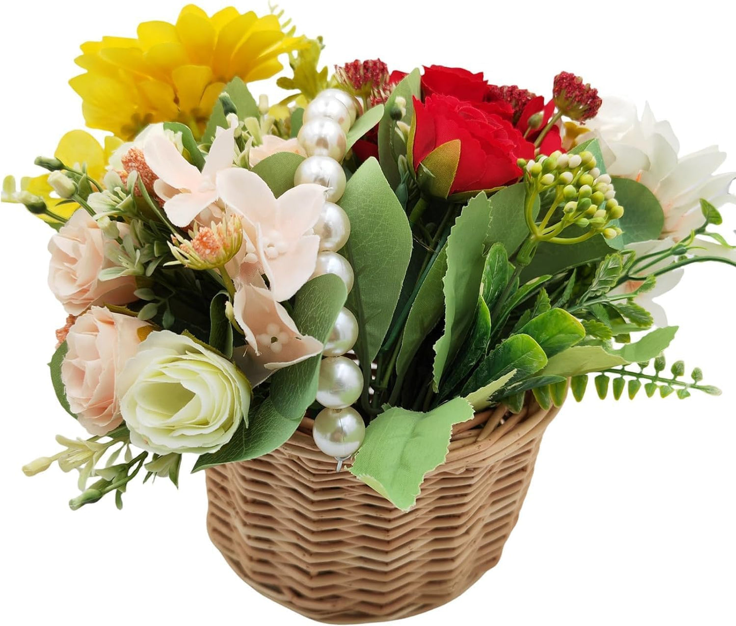 Pearl Handle Woven Storage Basket β Handmade Rattan Basket for Kids, Flower Girls & Home Decor
