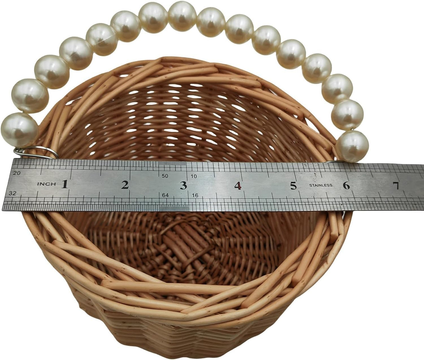 Pearl Handle Woven Storage Basket β Handmade Rattan Basket for Kids, Flower Girls & Home Decor