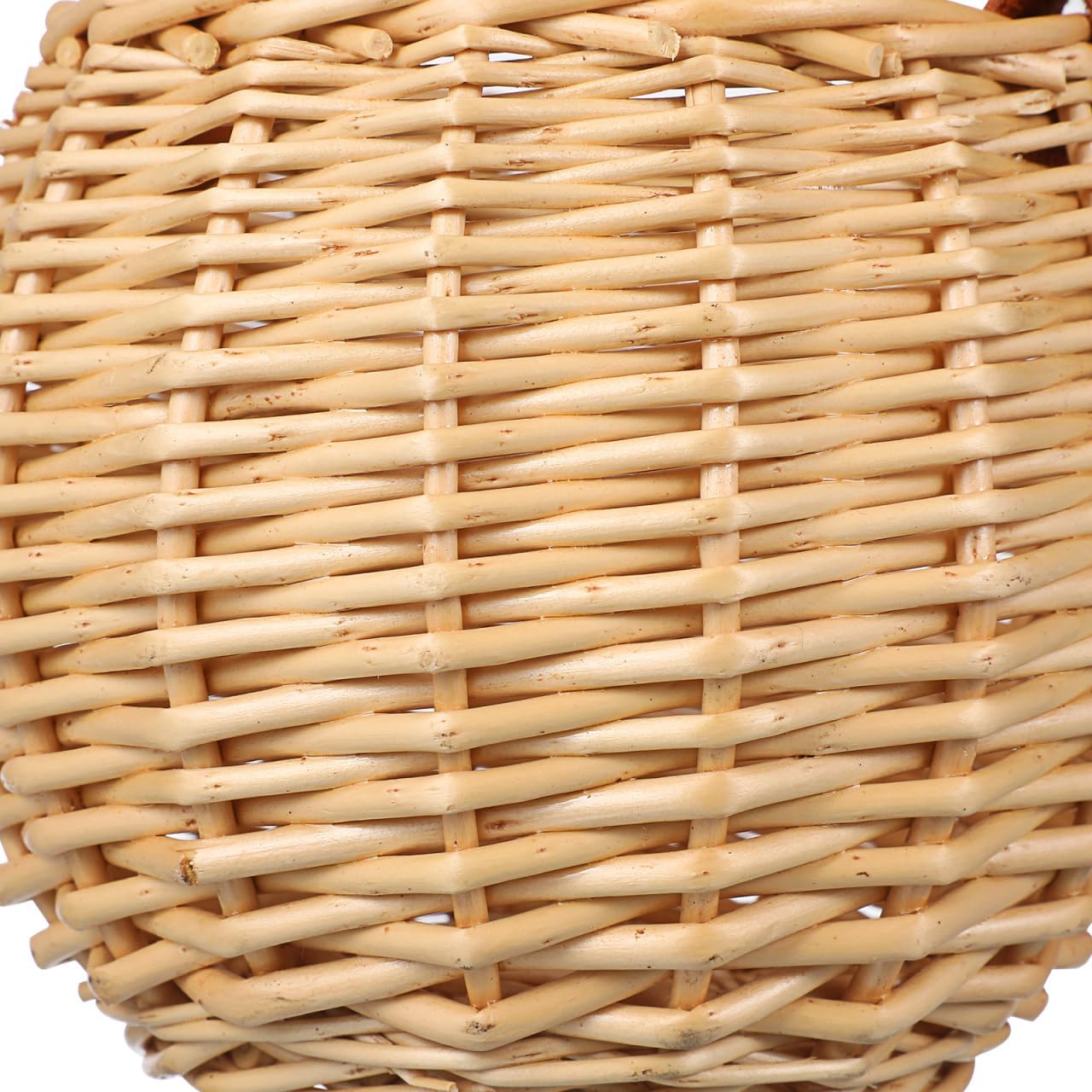 Round Hanging Woven Basket with Faux Leather Strap β Wall Mounted Rattan-Style Ball Storage Basket for Home Decor, Weddings, and Holidays