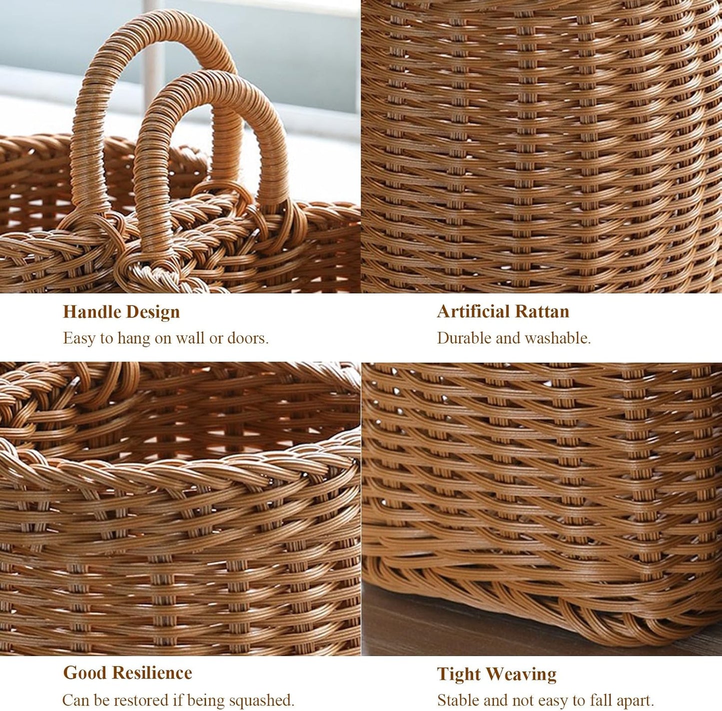 Wall Hanging Rattan-Style Storage Basket โ Handwoven Decorative Wicker Wall Organizer for Home, Kitchen, Bathroom & Entryway