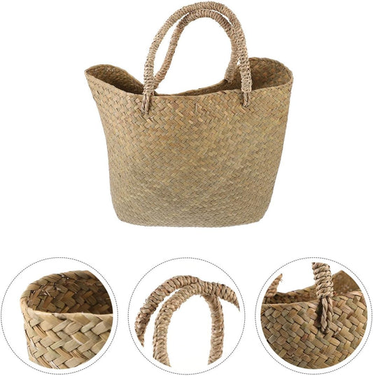 Large Handwoven Natural Straw Tote Bag – Eco-Friendly Wicker Basket Bag for Shopping, Beach, Picnic & Daily Use