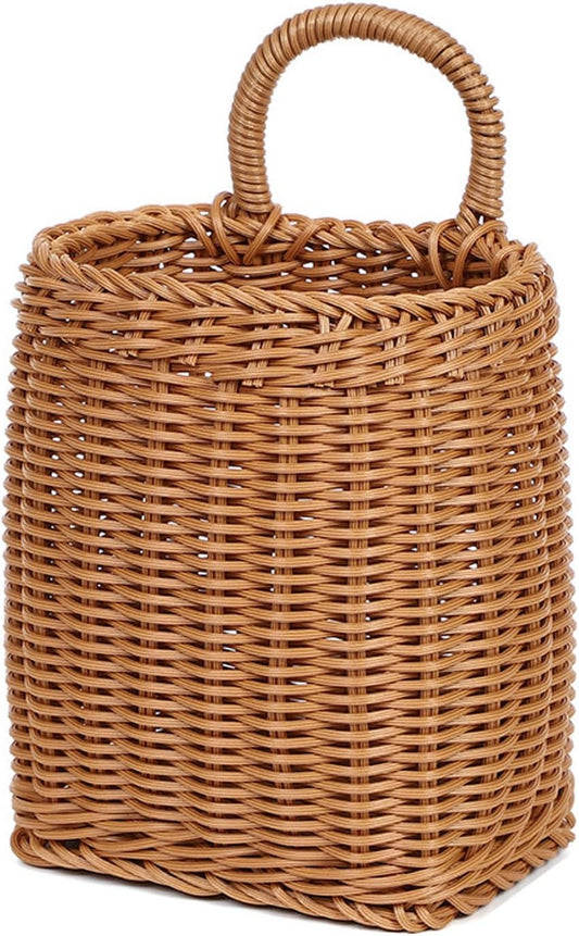 Wall Hanging Rattan-Style Storage Basket – Handwoven Decorative Wicker Wall Organizer for Home, Kitchen, Bathroom & Entryway